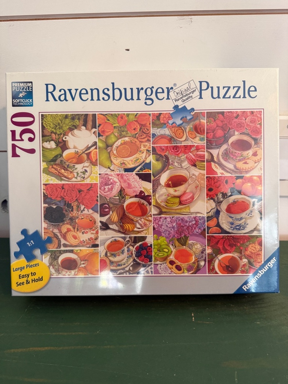 Ravensburger Tea Time Collage Puzzle - White, Red, Pink, Green, Blue